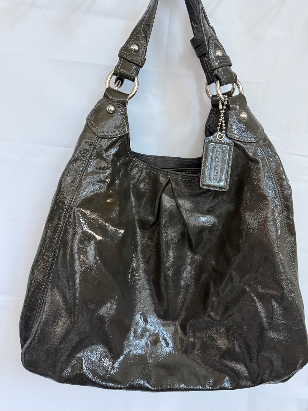 Coach Black Patent Leather Hobo Shoulder Bag